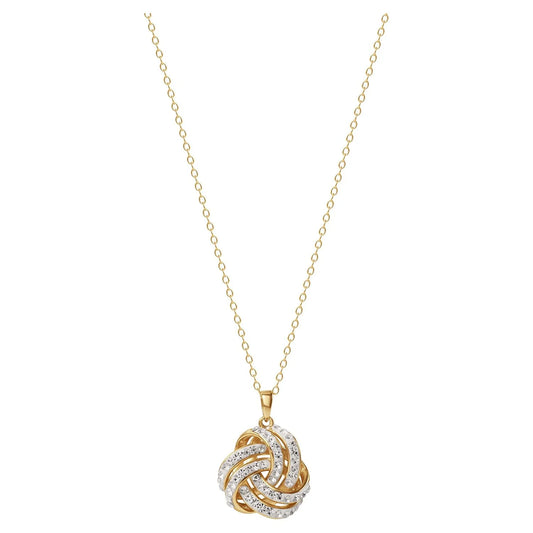 Love Knot 18K Gold Crystal Pendant and Earring Set